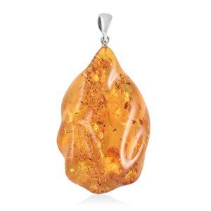 Baltic Amber Free Shaped Pendant in Sterling Silver (3.95 grams) honey 70 mm